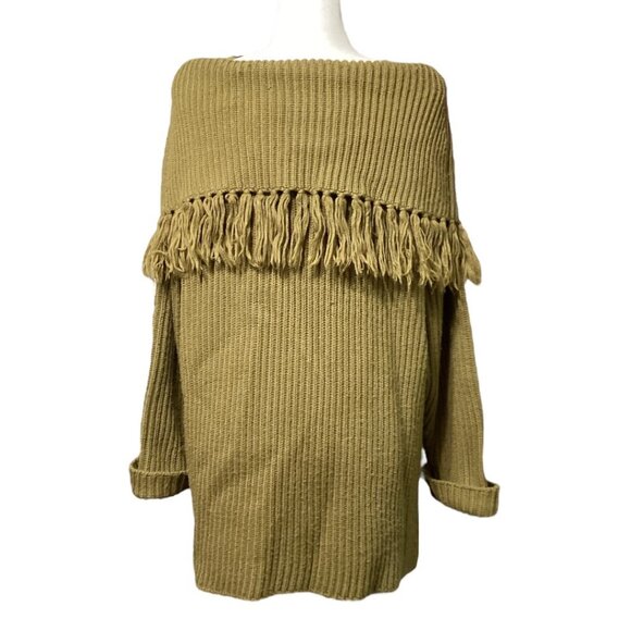 Vintage‎ Forenza Wool Blend Knit Off Shoulder Fringe Sweater Women's Size Large - Picture 2 of 6